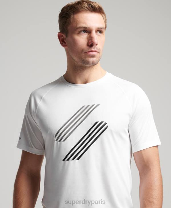 Superdry Hommes t-shirt train active lock up D64Z1435 vêtements blanc