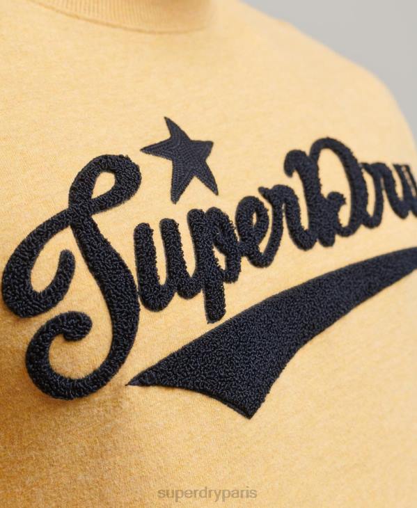 Superdry Hommes t-shirt universitaire style script vintage D64Z4922 vêtements jaune