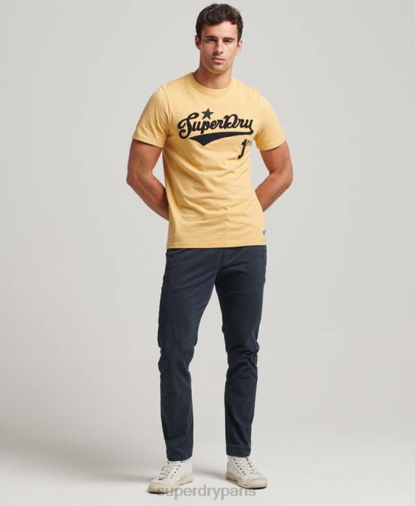 Superdry Hommes t-shirt universitaire style script vintage D64Z4922 vêtements jaune