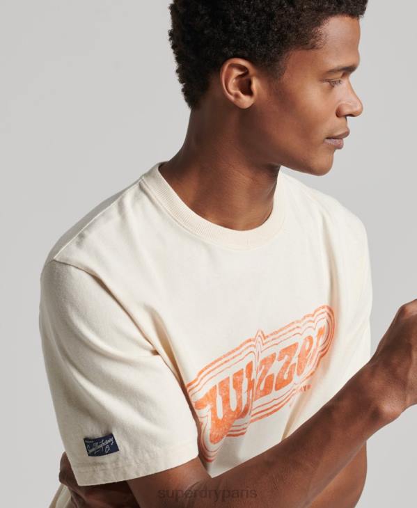 Superdry Hommes t-shirt vintage ma génération D64Z4947 vêtements crème