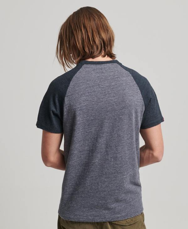 Superdry Hommes t-shirt vintage à raglan avec appliques de grands espaces D64Z115 vêtements marine