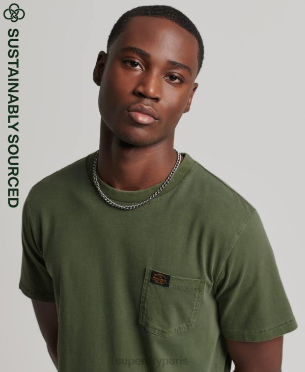 Superdry Hommes t-shirt workwear à poche en coton bio D64Z4929 vêtements vert