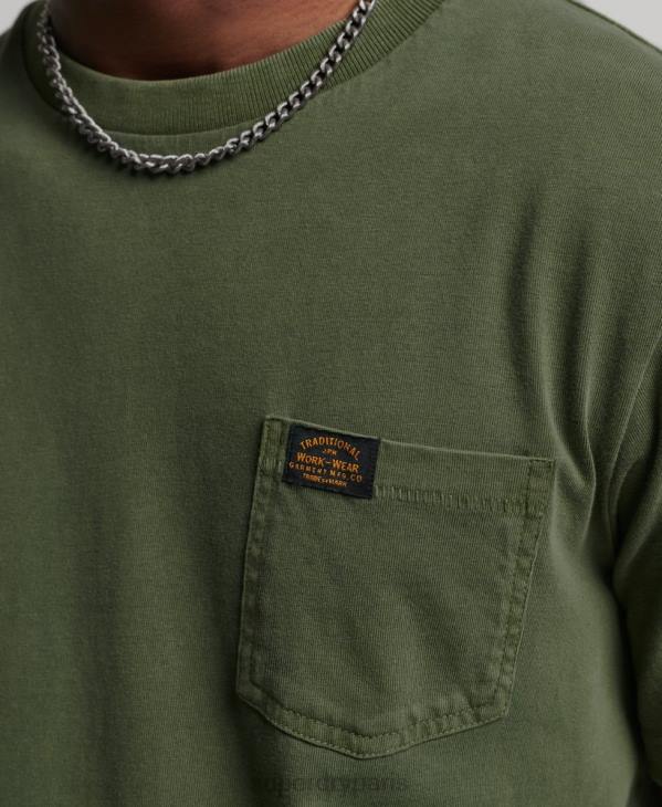 Superdry Hommes t-shirt workwear à poche en coton bio D64Z4929 vêtements vert