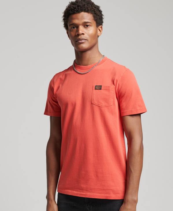 Superdry Hommes t-shirt workwear à poche en coton bio D64Z4930 vêtements orange