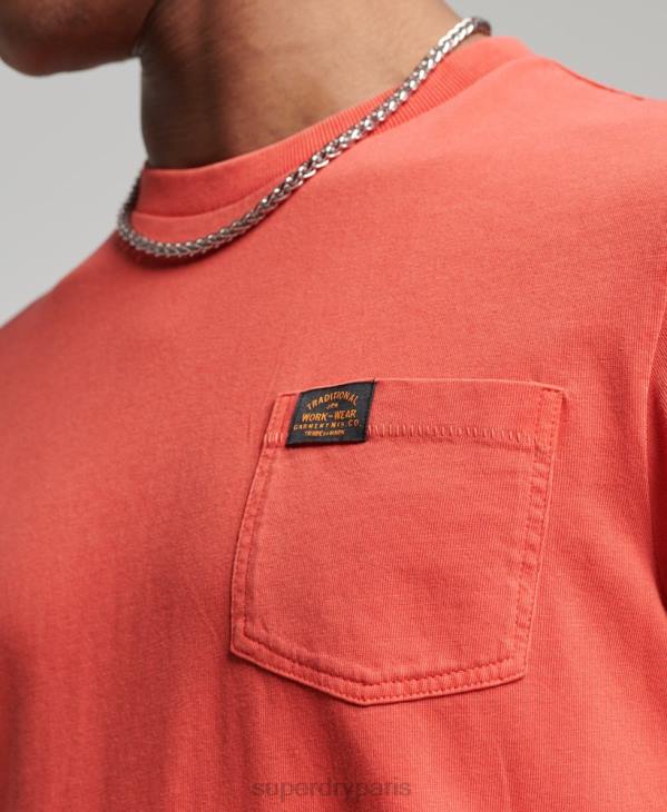 Superdry Hommes t-shirt workwear à poche en coton bio D64Z4930 vêtements orange