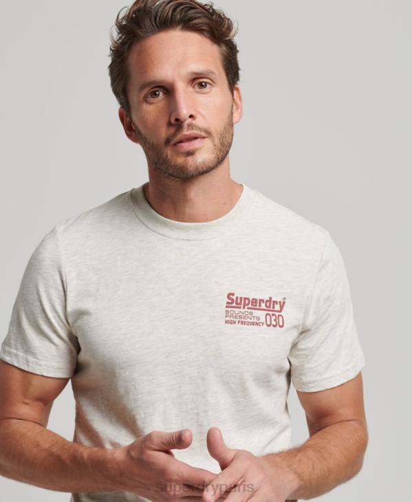 Superdry Hommes tee shirt label vintage D64Z6359 vêtements gris
