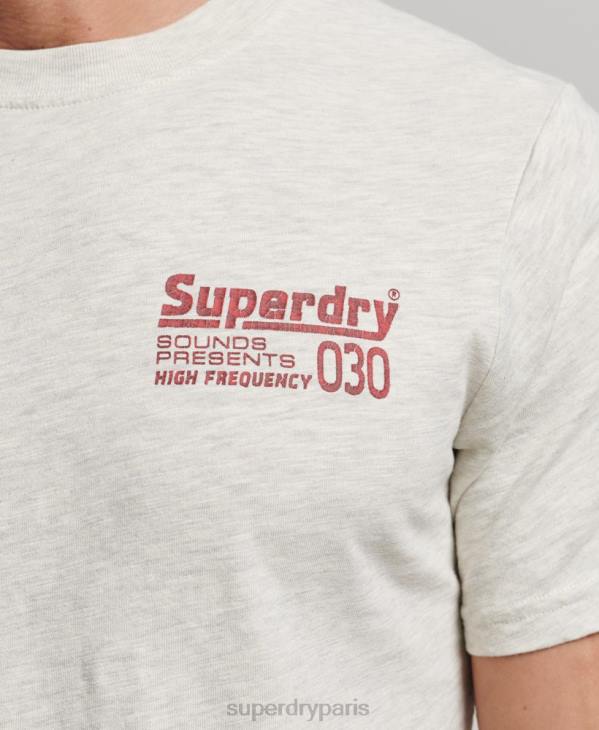 Superdry Hommes tee shirt label vintage D64Z6359 vêtements gris