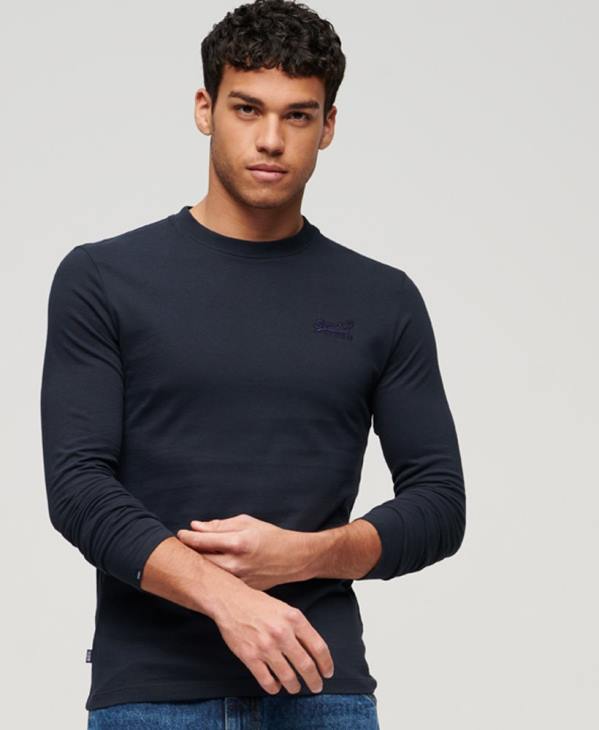 Superdry Hommes top brodé logo vintage en coton bio D64Z1462 vêtements marine