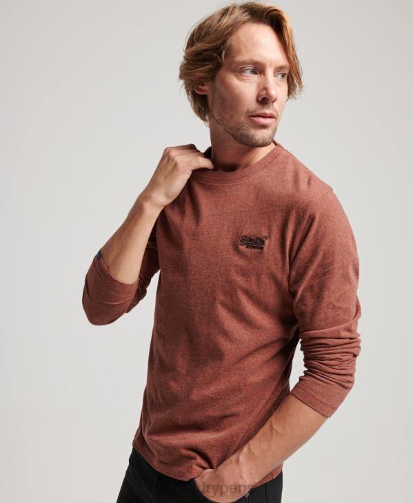 Superdry Hommes top brodé logo vintage en coton bio D64Z1468 vêtements rouge