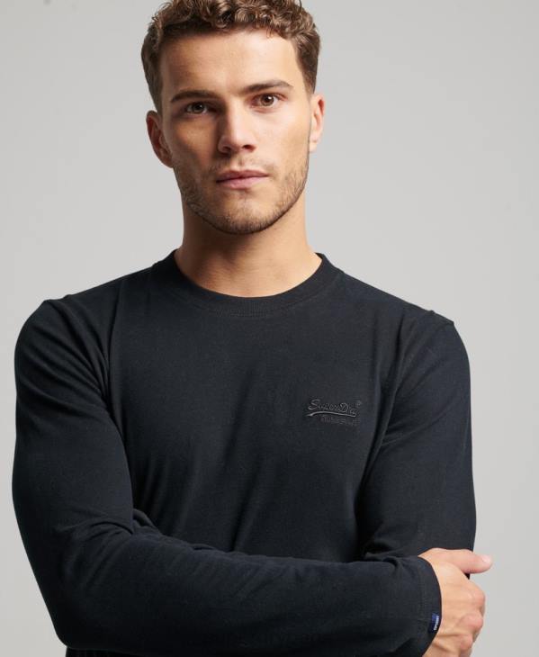 Superdry Hommes top brodé logo vintage en coton bio D64Z1475 vêtements noir