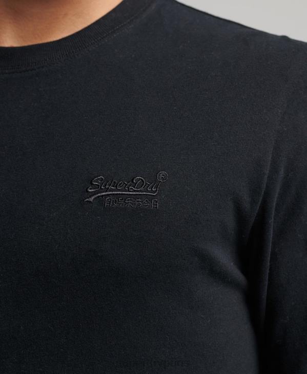 Superdry Hommes top brodé logo vintage en coton bio D64Z1475 vêtements noir
