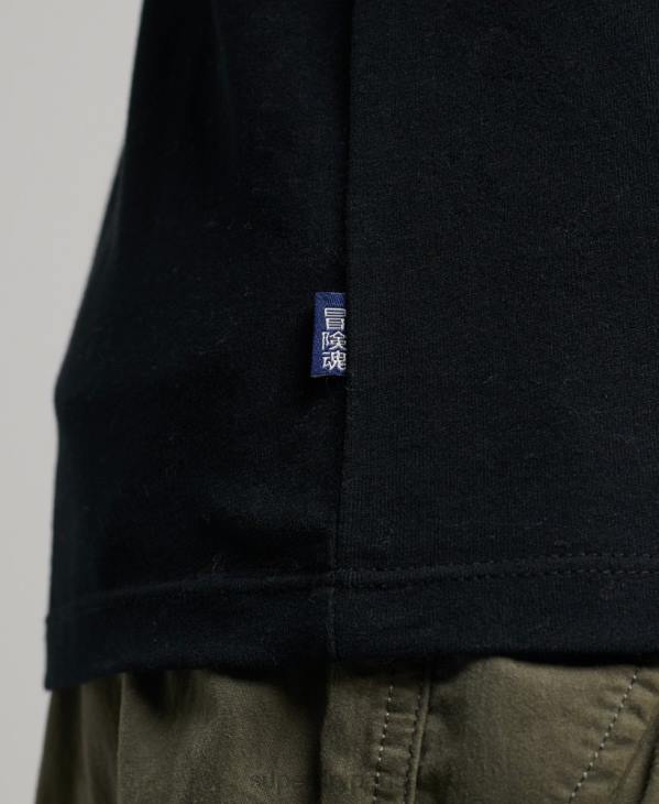 Superdry Hommes top brodé logo vintage en coton bio D64Z1475 vêtements noir