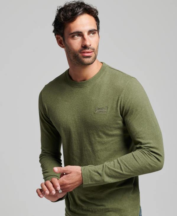 Superdry Hommes top brodé logo vintage en coton bio D64Z1477 vêtements vert