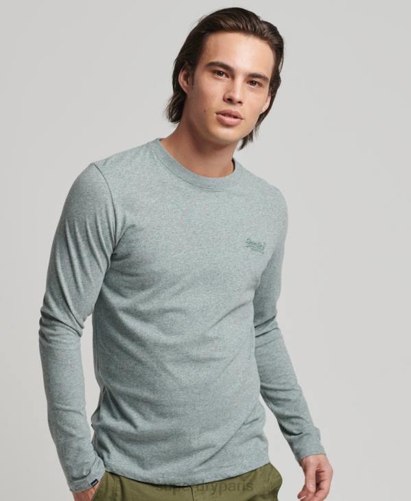 Superdry Hommes top brodé logo vintage en coton bio D64Z1486 vêtements bleu