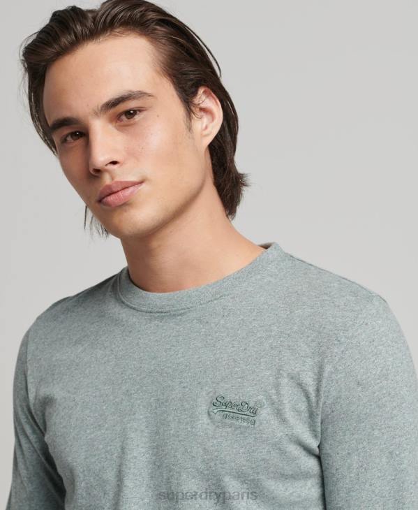Superdry Hommes top brodé logo vintage en coton bio D64Z1486 vêtements bleu