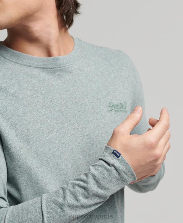 Superdry Hommes top brodé logo vintage en coton bio D64Z1486 vêtements bleu