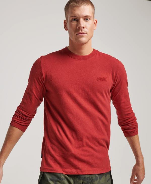 Superdry Hommes top brodé logo vintage en coton bio D64Z1515 vêtements rouge