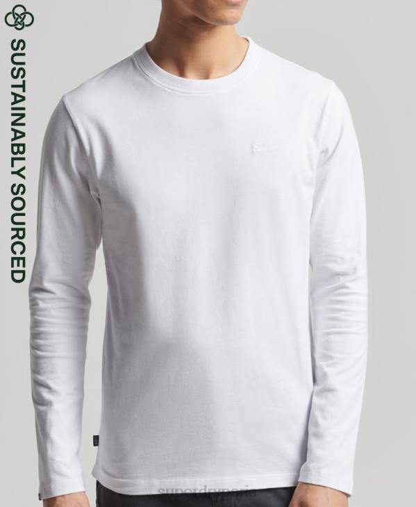Superdry Hommes top brodé logo vintage en coton bio D64Z1539 vêtements blanc