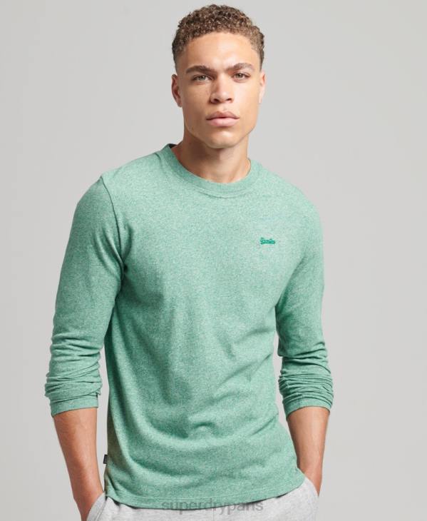 Superdry Hommes top brodé logo vintage en coton bio D64Z1542 vêtements vert