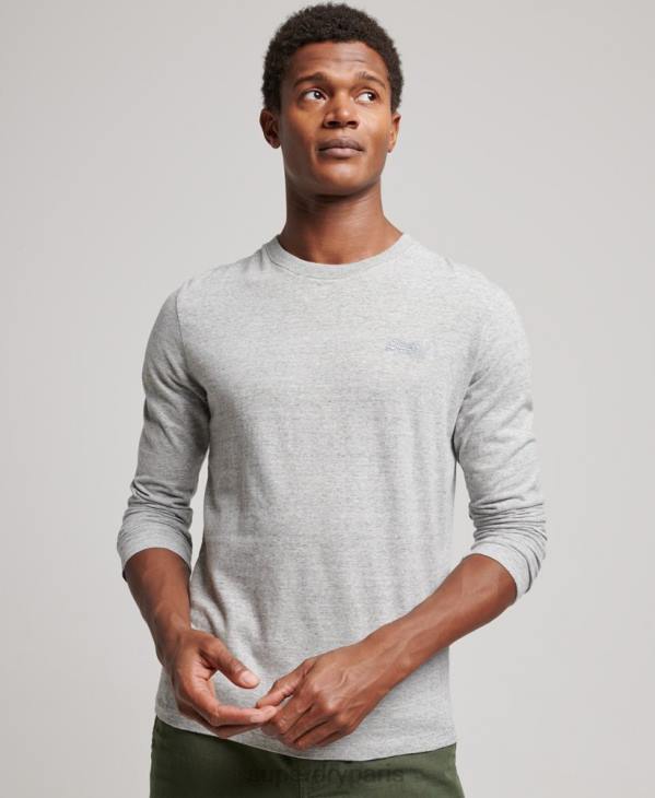 Superdry Hommes top brodé logo vintage en coton bio D64Z1547 vêtements gris