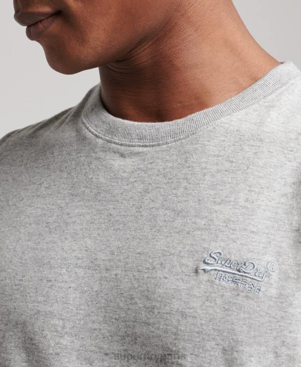 Superdry Hommes top brodé logo vintage en coton bio D64Z1547 vêtements gris