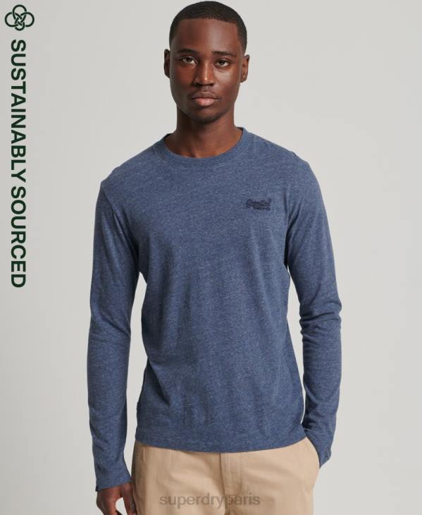 Superdry Hommes top brodé logo vintage en coton bio D64Z1548 vêtements marine
