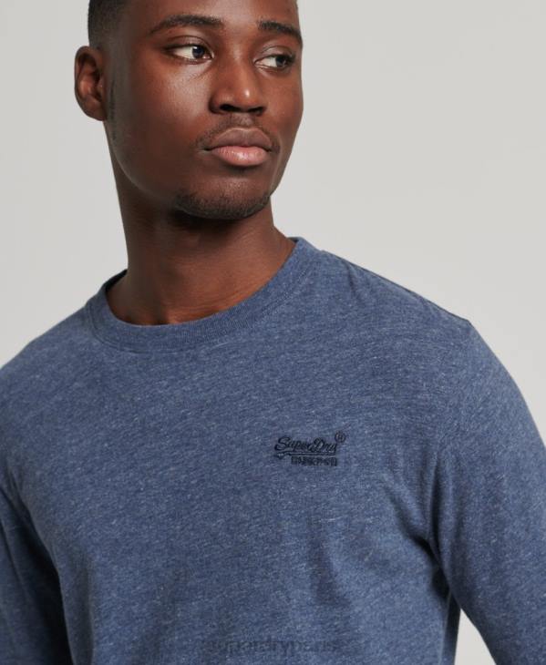 Superdry Hommes top brodé logo vintage en coton bio D64Z1548 vêtements marine