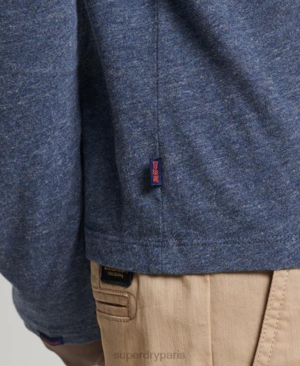 Superdry Hommes top brodé logo vintage en coton bio D64Z1548 vêtements marine
