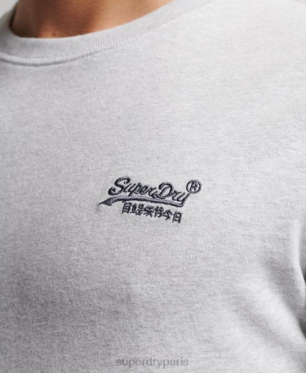 Superdry Hommes top brodé logo vintage en coton bio D64Z1549 vêtements gris clair