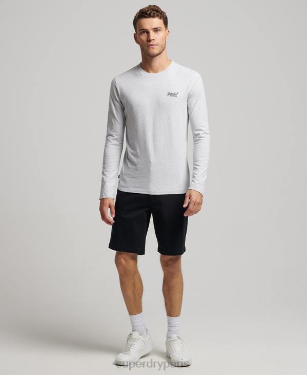 Superdry Hommes top brodé logo vintage en coton bio D64Z1549 vêtements gris clair