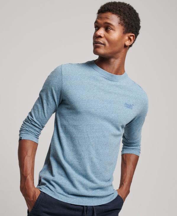 Superdry Hommes top brodé logo vintage en coton bio D64Z1570 vêtements bleu