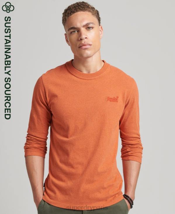 Superdry Hommes top brodé logo vintage en coton bio D64Z1571 vêtements orange