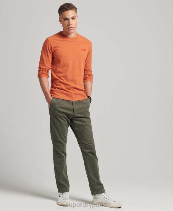 Superdry Hommes top brodé logo vintage en coton bio D64Z1571 vêtements orange