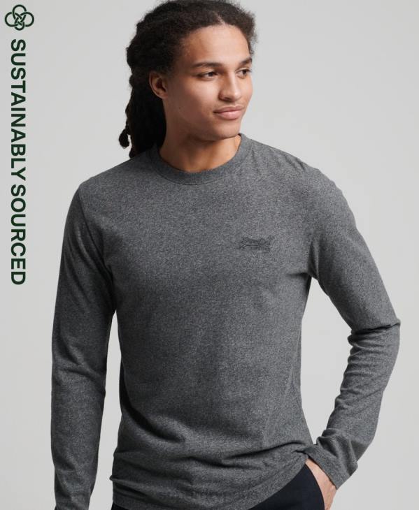 Superdry Hommes top brodé logo vintage en coton bio D64Z6401 vêtements gris