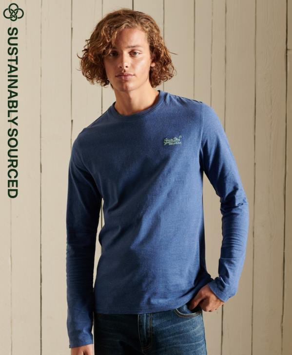 Superdry Hommes top brodé logo vintage en coton bio D64Z6490 vêtements bleu