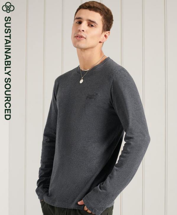 Superdry Hommes top brodé étiquette orange en coton bio D64Z6431 vêtements marine