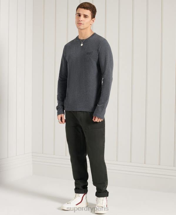Superdry Hommes top brodé étiquette orange en coton bio D64Z6431 vêtements marine