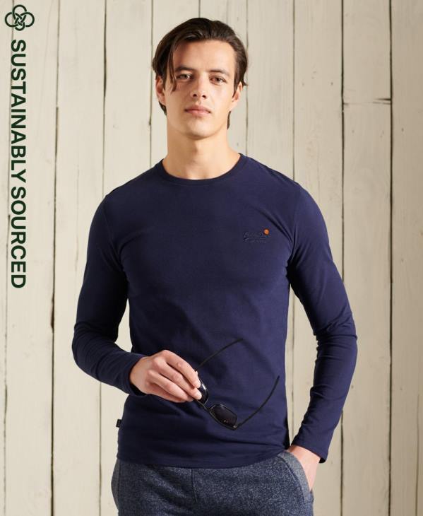 Superdry Hommes top brodé vintage en coton bio D64Z1540 vêtements marine