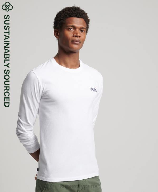 Superdry Hommes top brodé vintage en coton bio D64Z1544 vêtements blanc