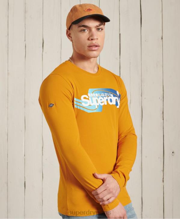 Superdry Hommes top cali à manches longues et logo core D64Z6444 vêtements or