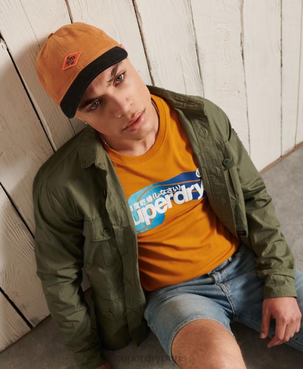 Superdry Hommes top cali à manches longues et logo core D64Z6444 vêtements or