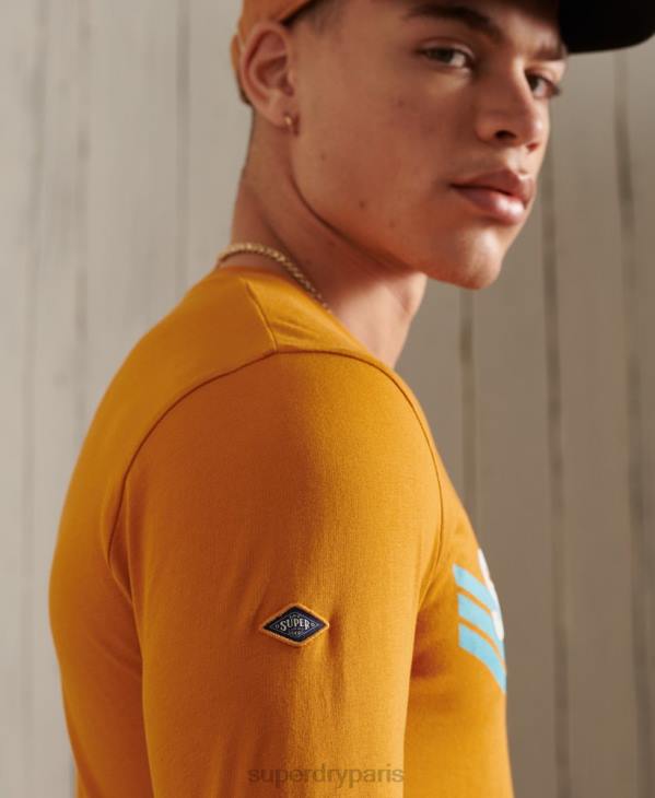 Superdry Hommes top cali à manches longues et logo core D64Z6444 vêtements or