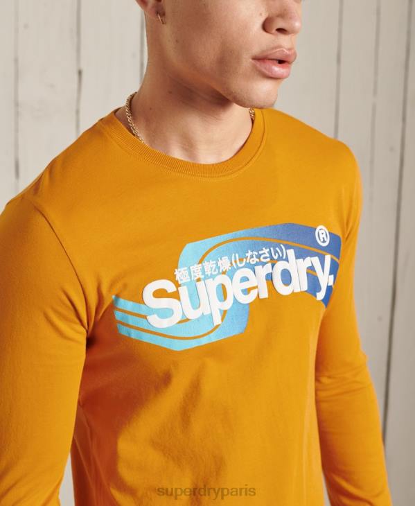 Superdry Hommes top cali à manches longues et logo core D64Z6444 vêtements or