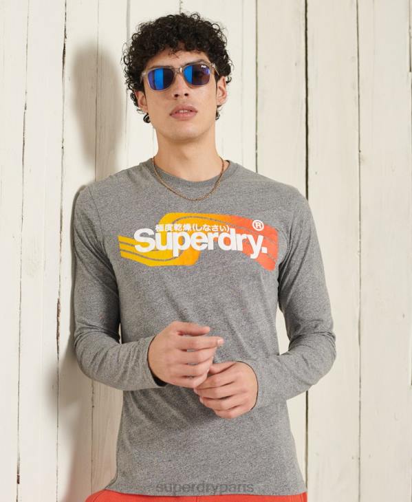 Superdry Hommes top cali à manches longues et logo core D64Z6462 vêtements gris