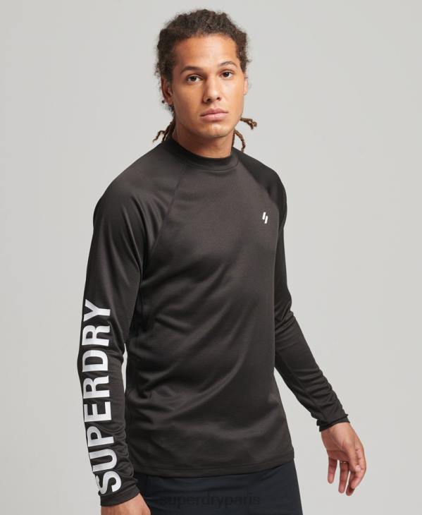 Superdry Hommes top à col montant et logo D64Z5378 vêtements noir