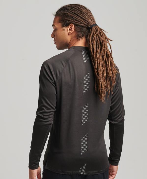 Superdry Hommes top à col montant et logo D64Z5378 vêtements noir