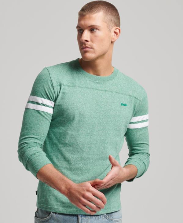 Superdry Hommes top quarterback en coton bio à logo vintage D64Z1456 vêtements vert