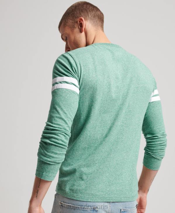Superdry Hommes top quarterback en coton bio à logo vintage D64Z1456 vêtements vert