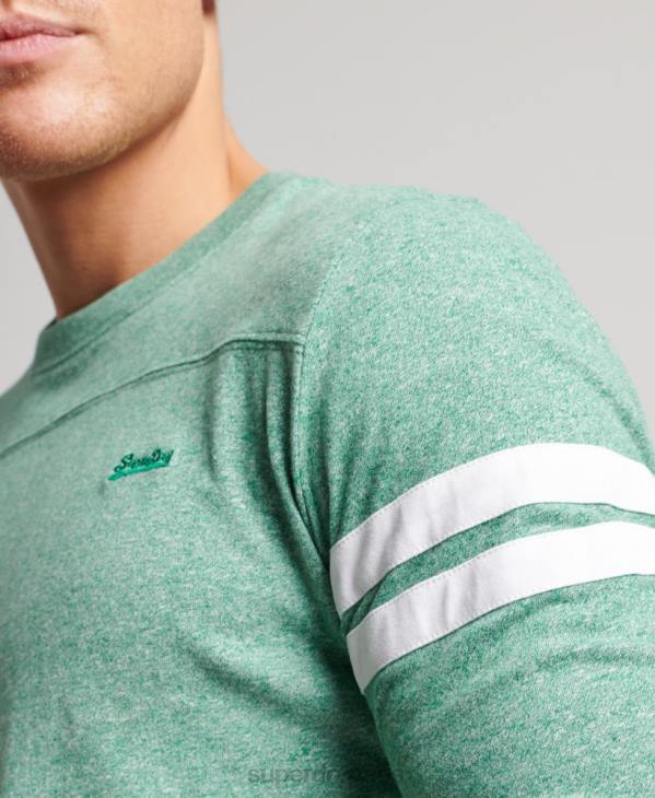 Superdry Hommes top quarterback en coton bio à logo vintage D64Z1456 vêtements vert