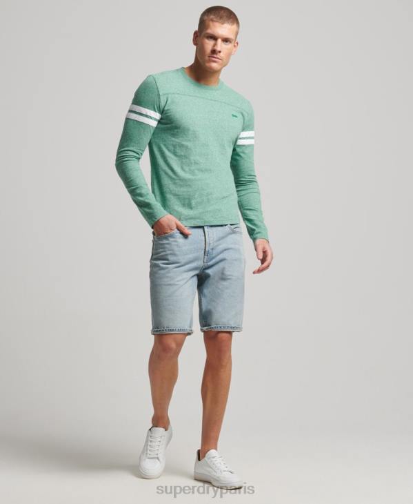 Superdry Hommes top quarterback en coton bio à logo vintage D64Z1456 vêtements vert